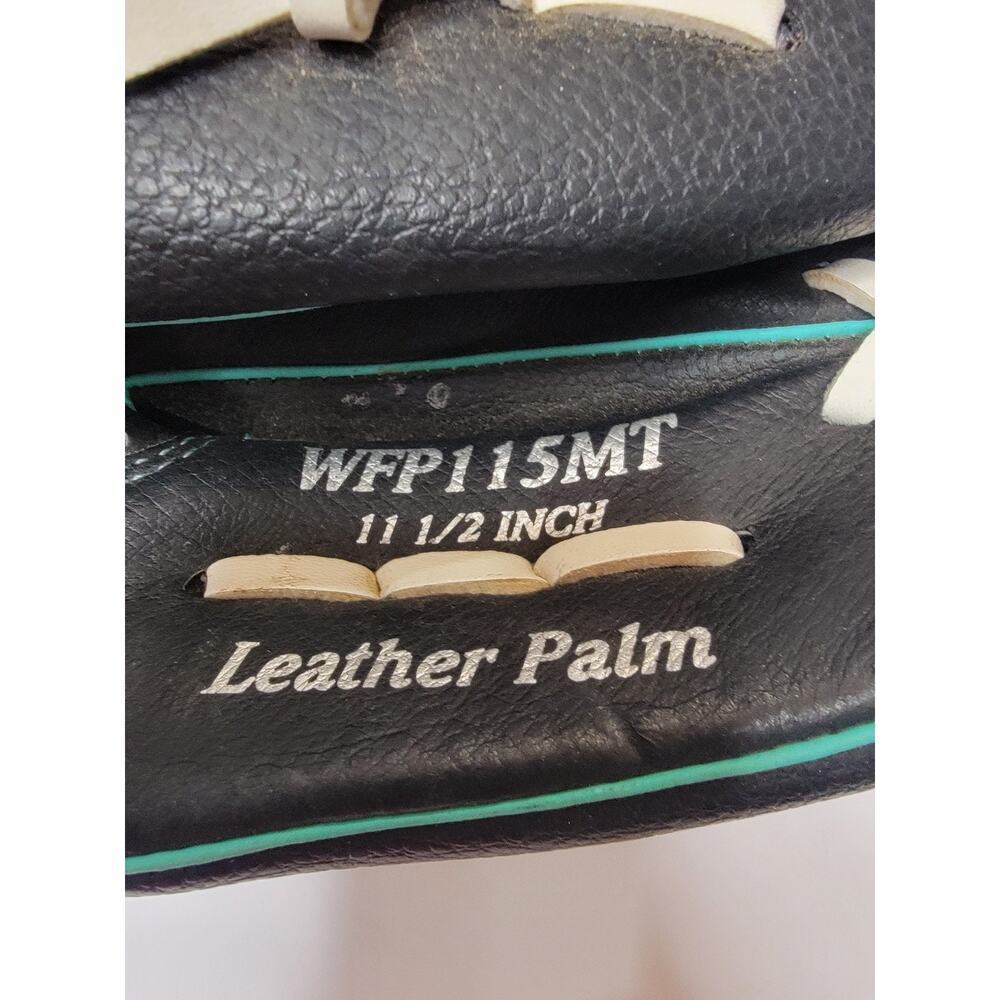 Rawlings The Gold Glove Co. WFP115MT Leather Palm Black w/Teal Trim 11 1/2 INCH - Picture 2 of 12